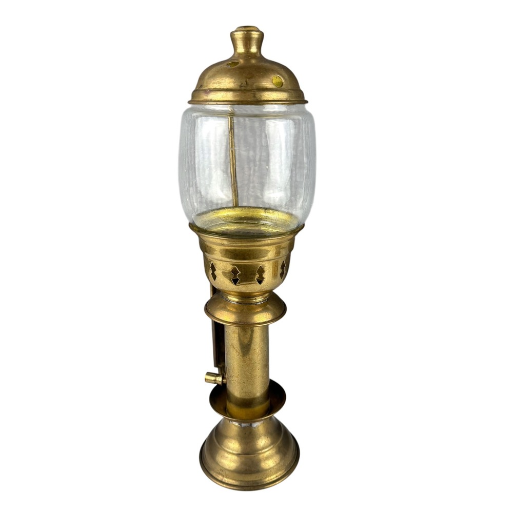 Antique Brass Carriage Lantern Wall Sconce Clear Glass Globe Vintage Vented Lamp